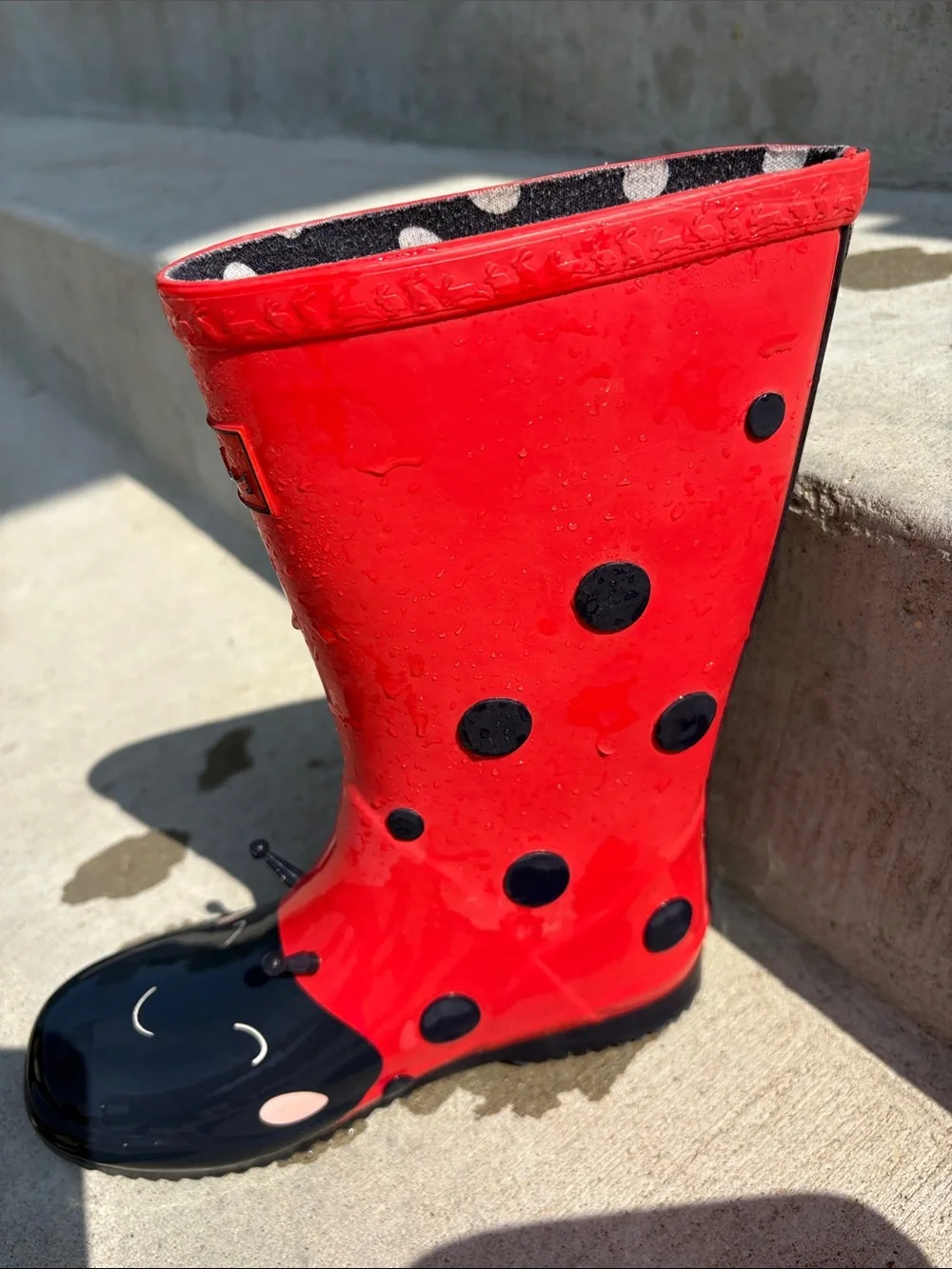 Joules Red & Black Ladybug Kids Rain Boots